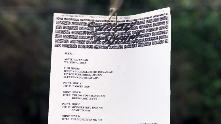 DJ Sneak Dancing Promo Sheet on Strictly Rhythm Records